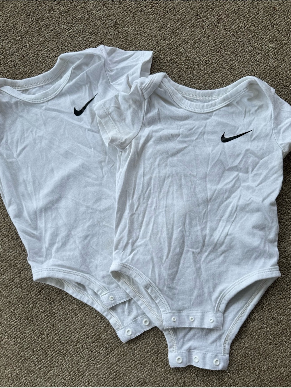 Nike White Baby Bodysuit Set with Black Swoosh